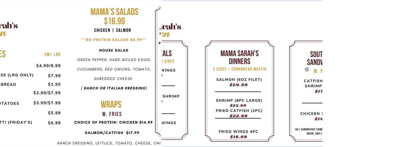 Cucina Fresca Kitchen, Inc. Menu