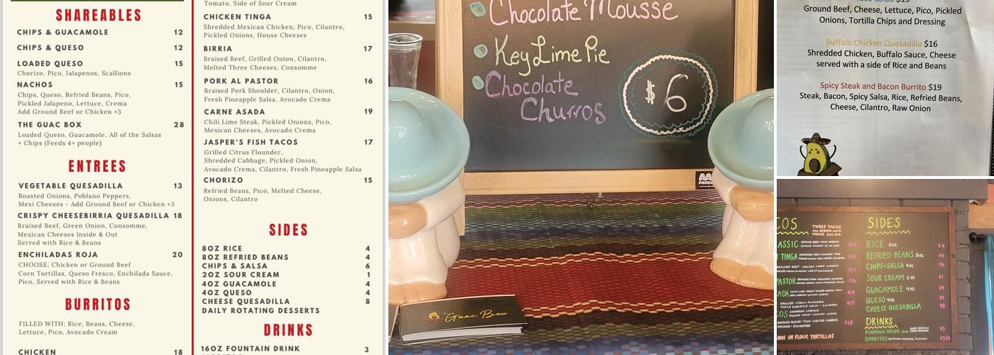 The Guac Box Menu