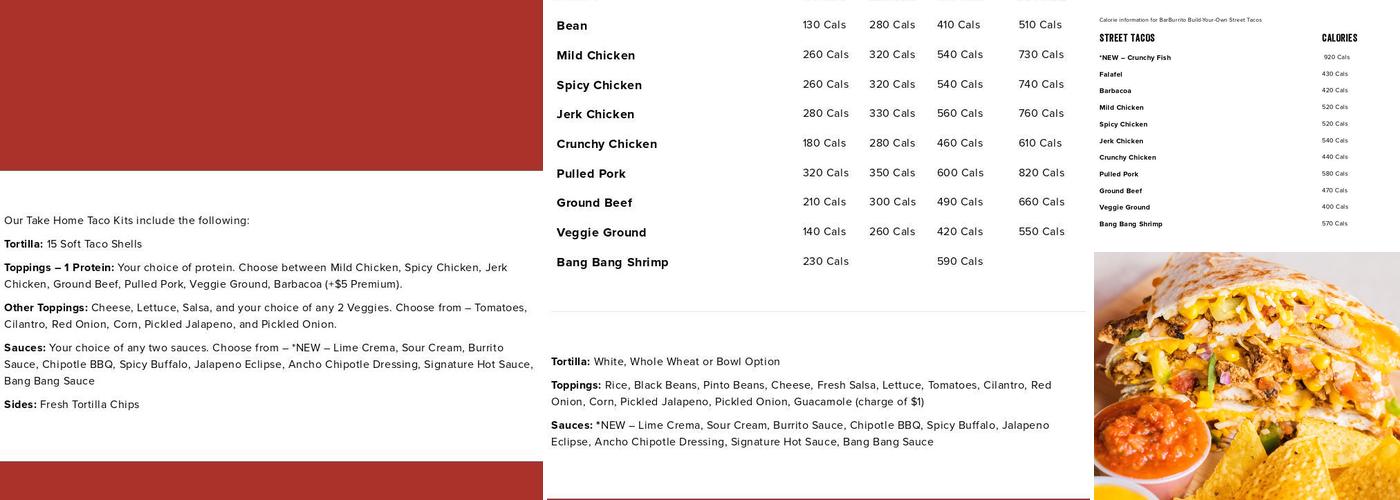 barBURRITO Menu