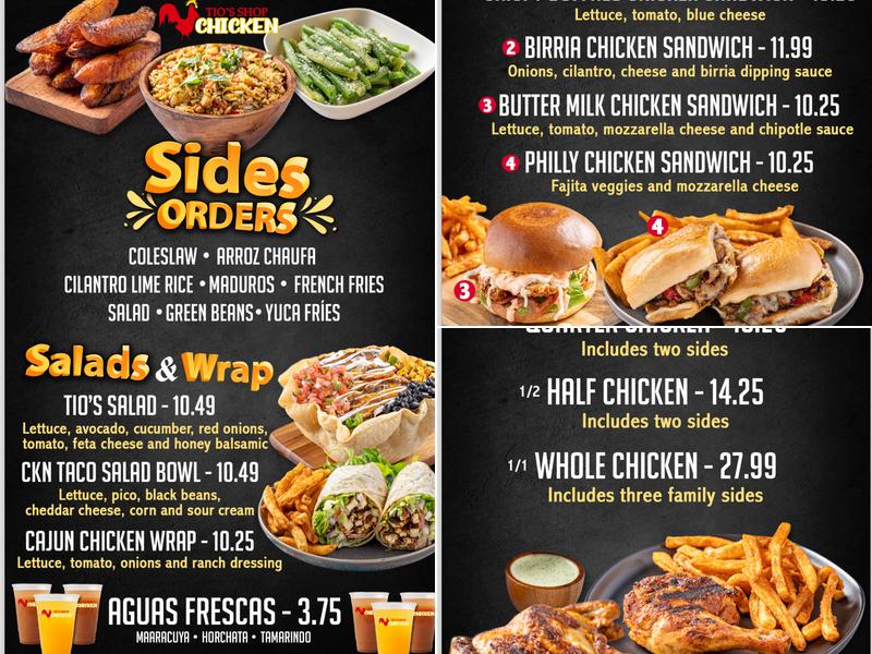 Tio’s Shop Chicken Menu