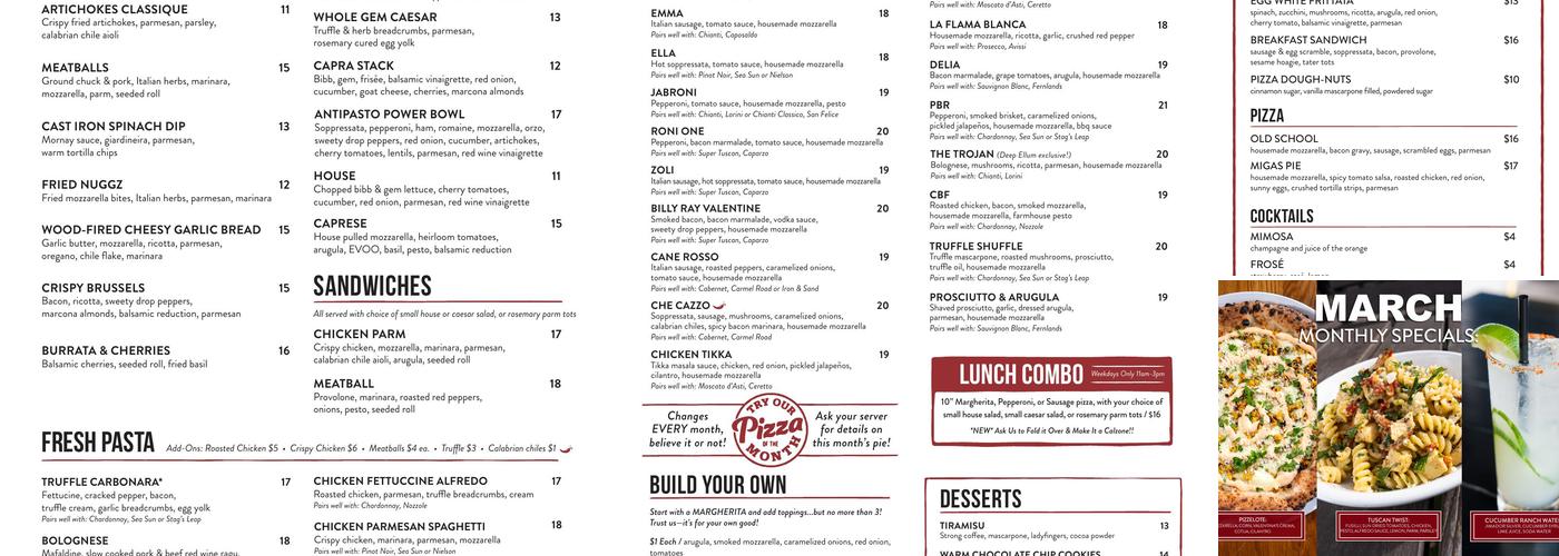 Cane Rosso Menu