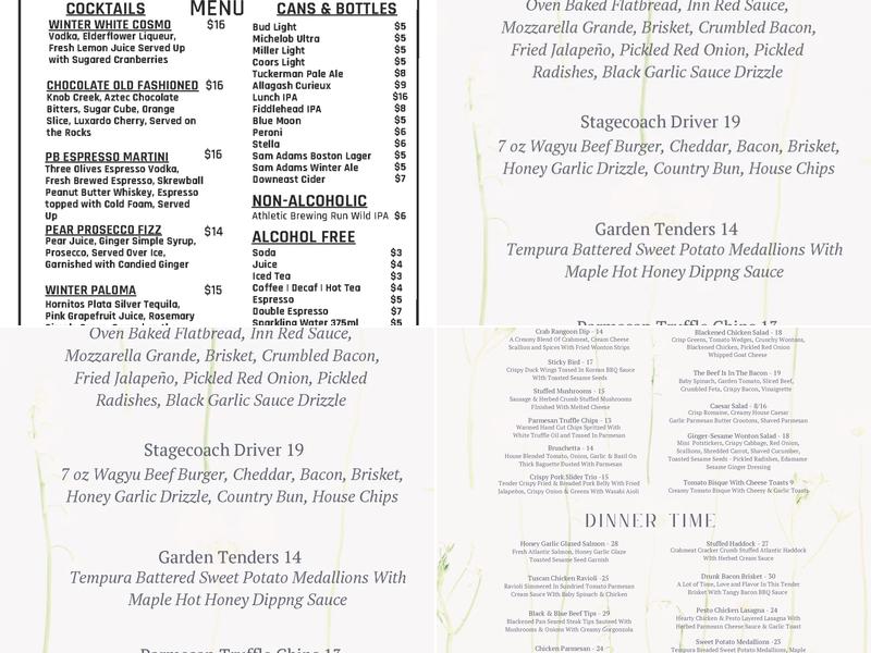 The Wakefield Restaurant Menu