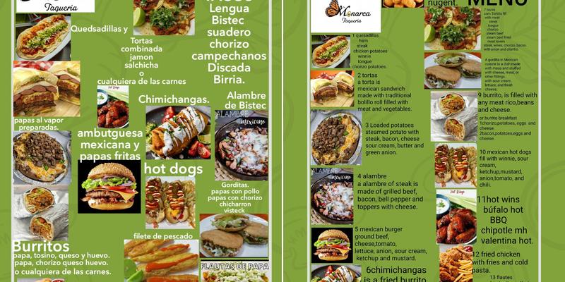 Monarca taqueria Menu
