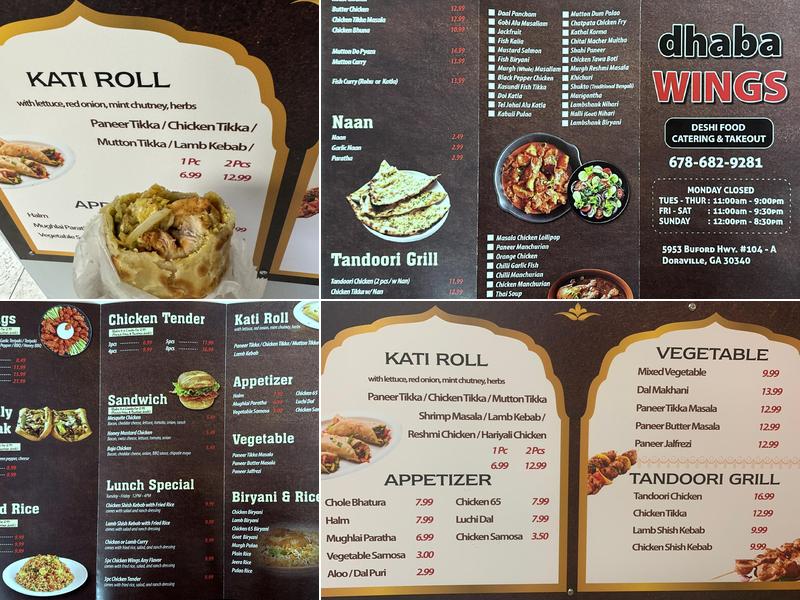 Dhaba Wings Menu