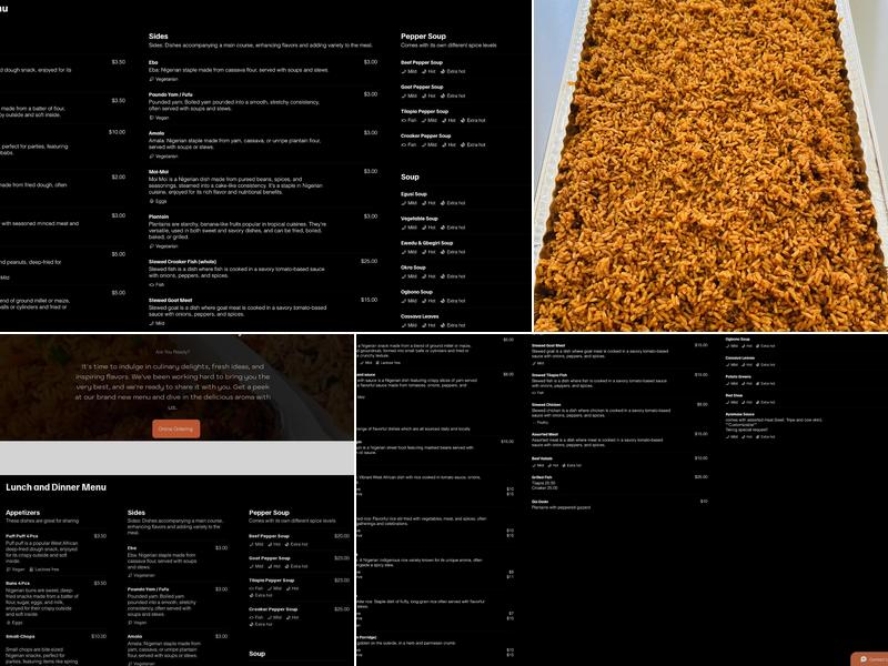 Ayomee’s African Kitchen Menu