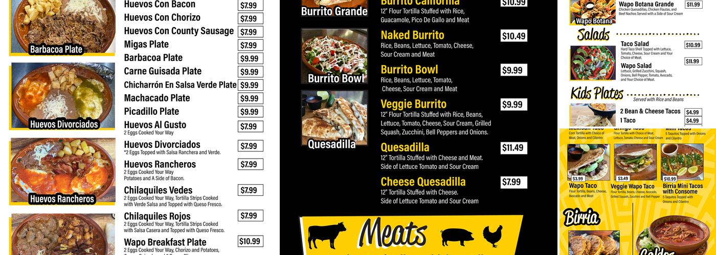 Wapo Taco Menu