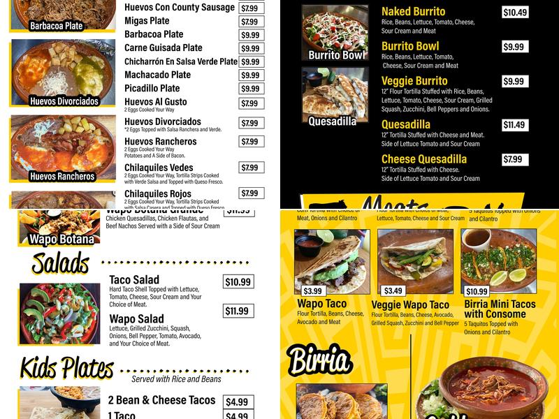 Wapo Taco Menu