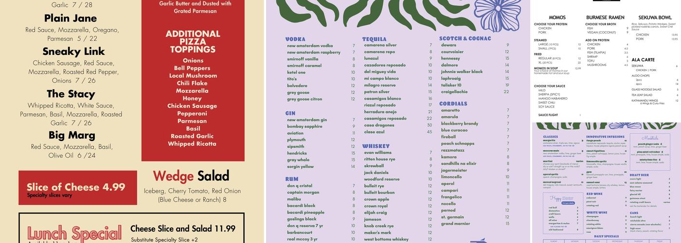 Tiny's Pizza Joint Menu