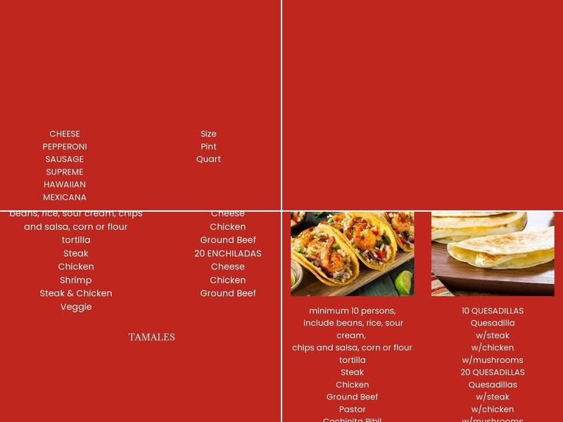 Tapicozza West Loop Menu