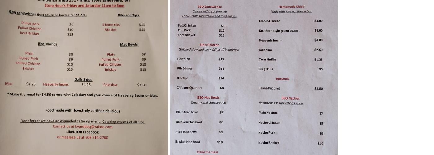 Backyard Barbeque Menu