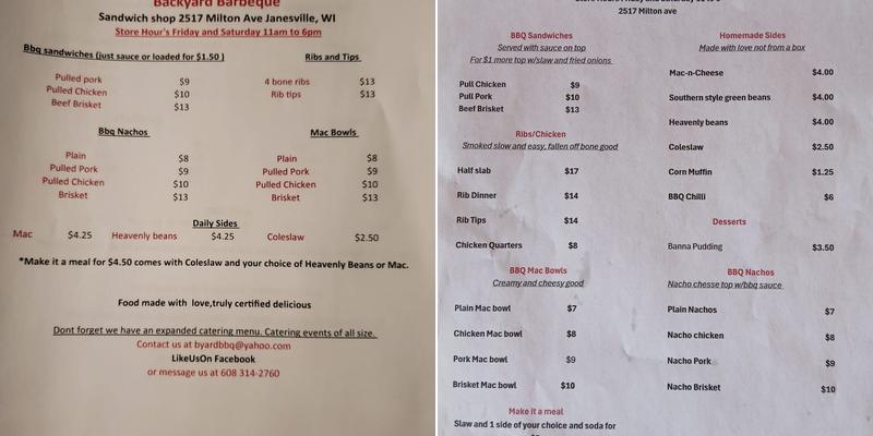 Backyard Barbeque Menu