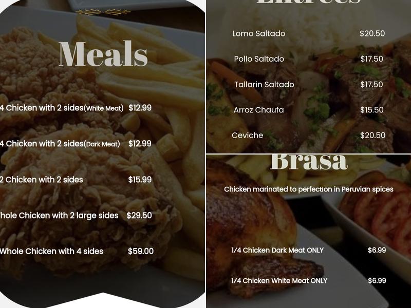 Chix Peruvian Chicken Menu