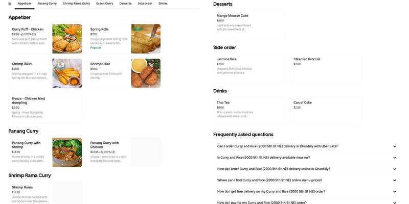 Curry and Rice DC Menu