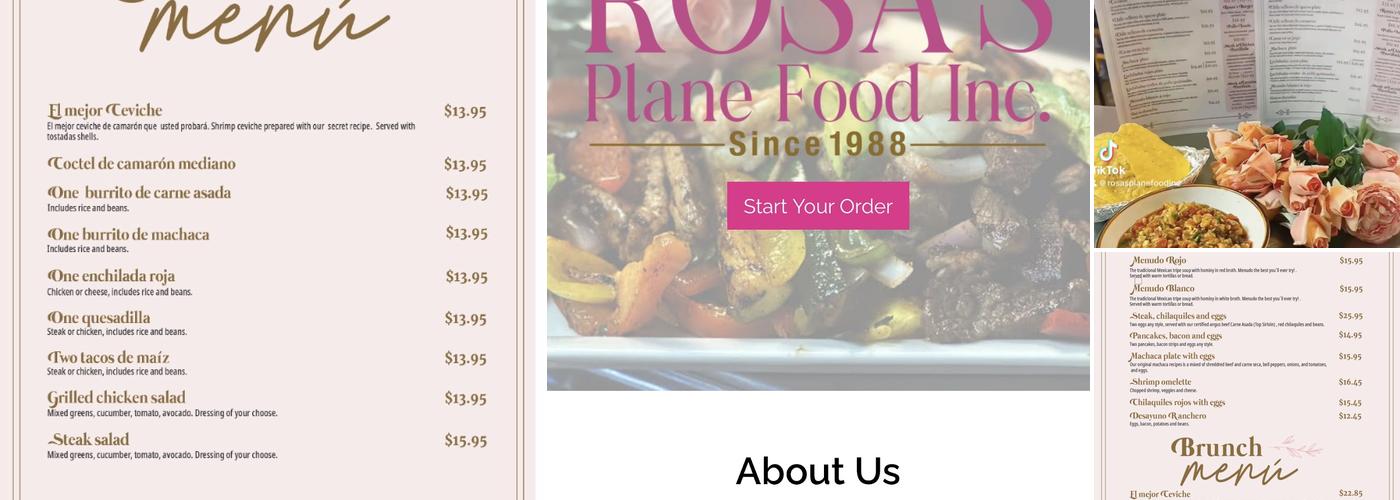 Rosas Plane Food Menu