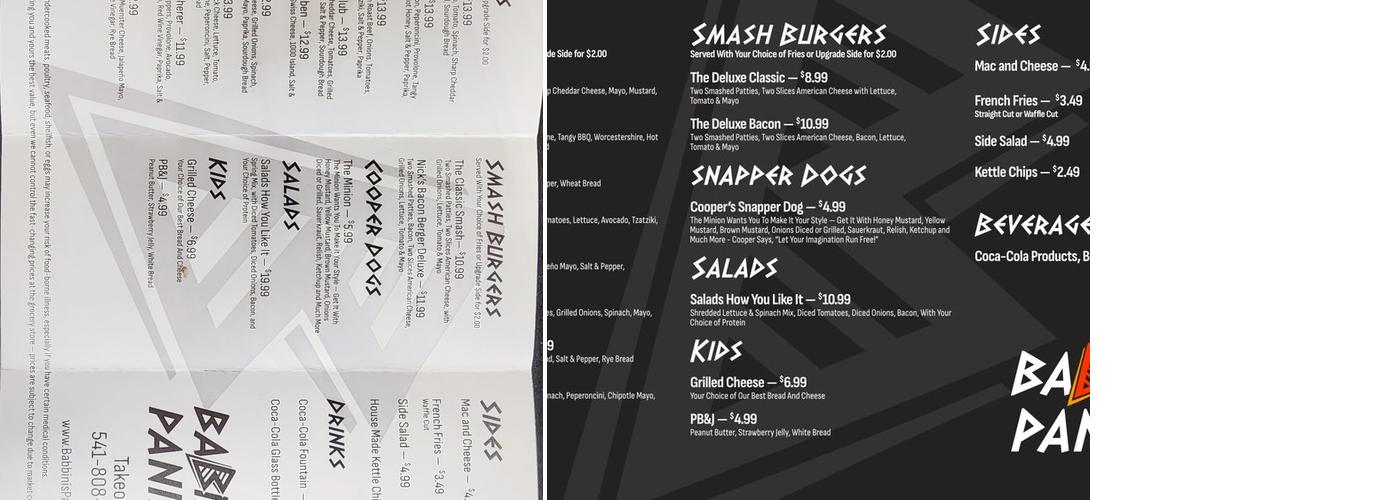 Babbini's Paninis Menu