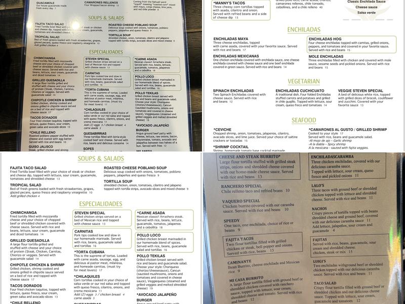 TEKILAS BAR AND GRILL Menu