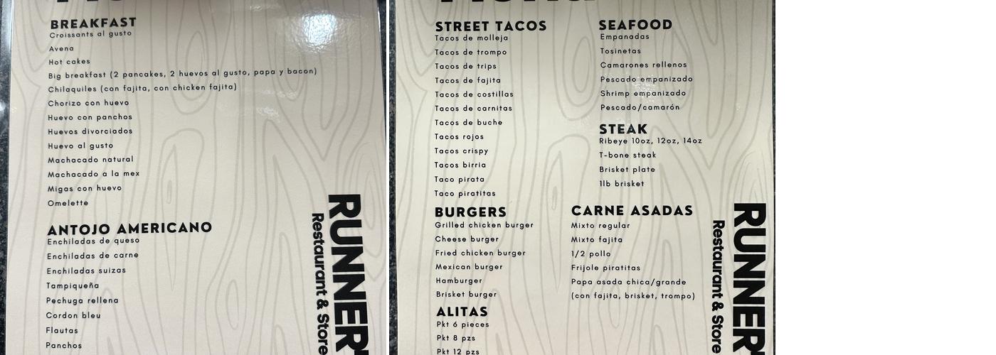 Runner’s Menu