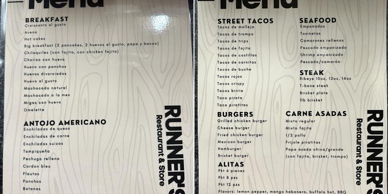 Runner’s Menu