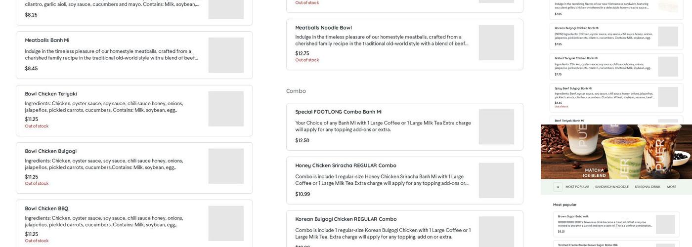 Puer Taiwan Tea and Coffee Menu