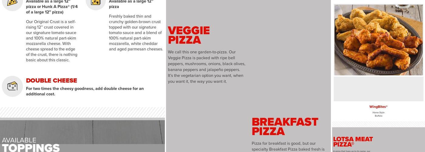 Hunt Brothers Pizza Menu