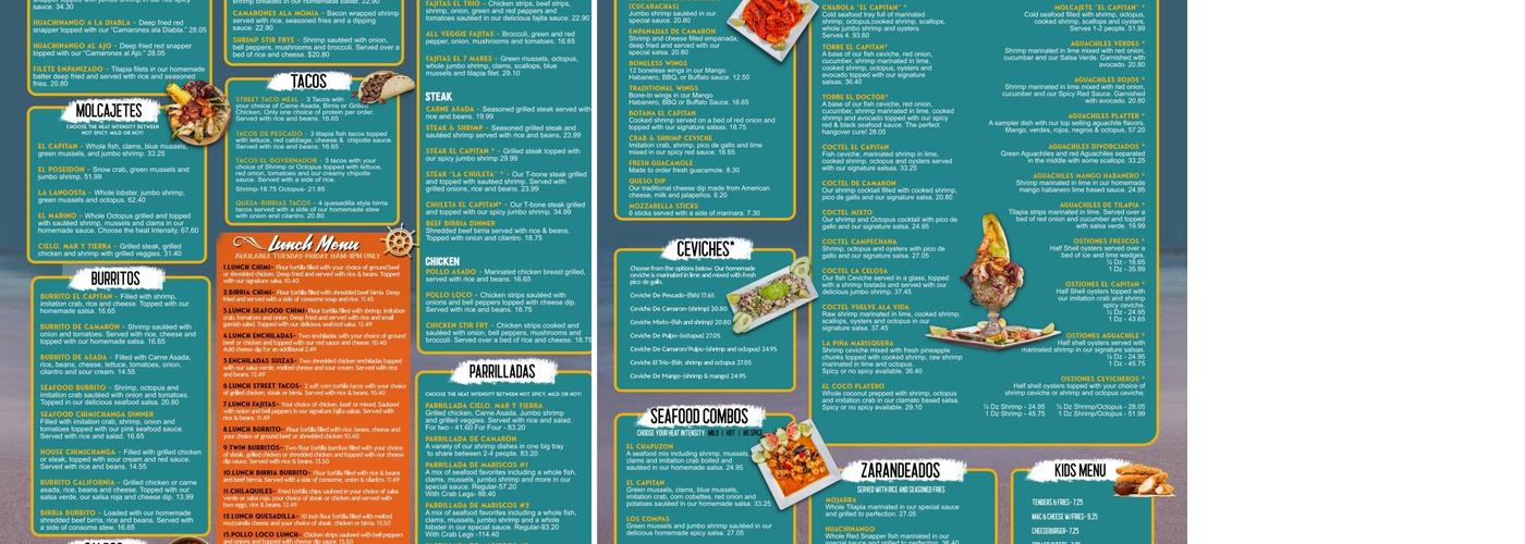 Mariscos El Capitan 2.0 Menu
