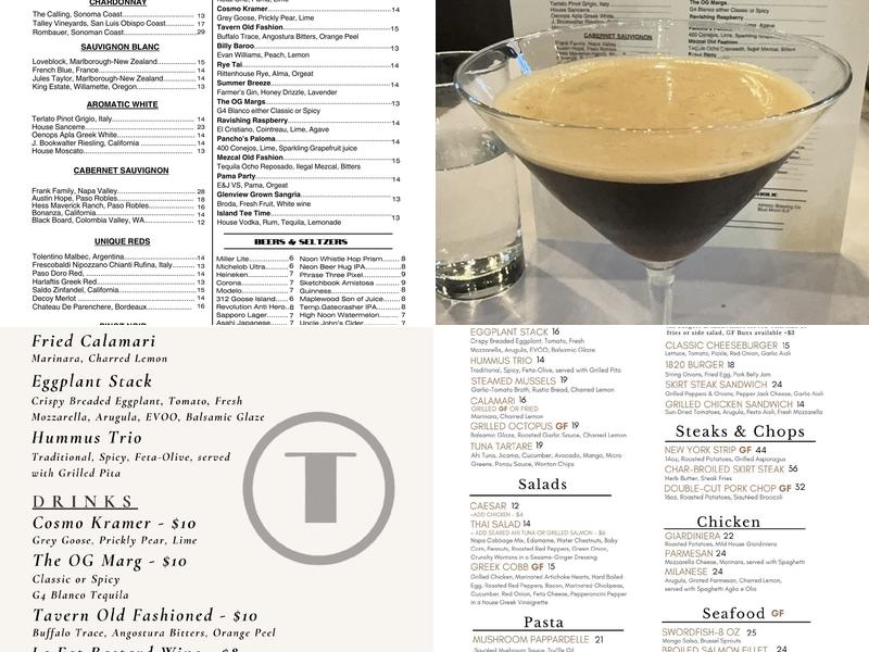 Tavern on The Glen Menu