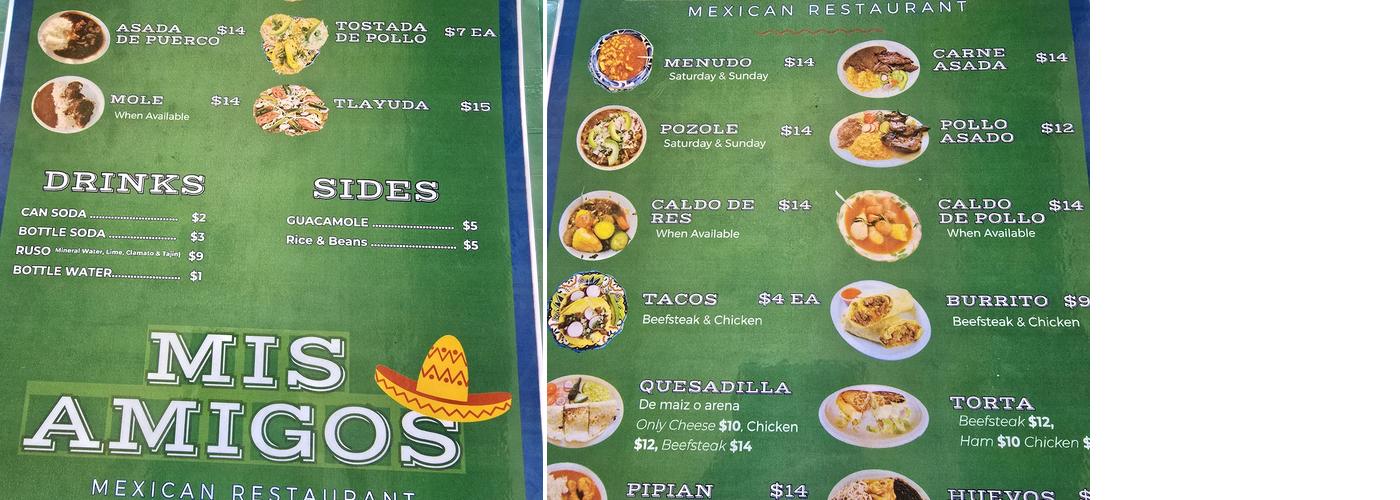 Mis Amigos Mexican Restaurant L.L.C. Menu
