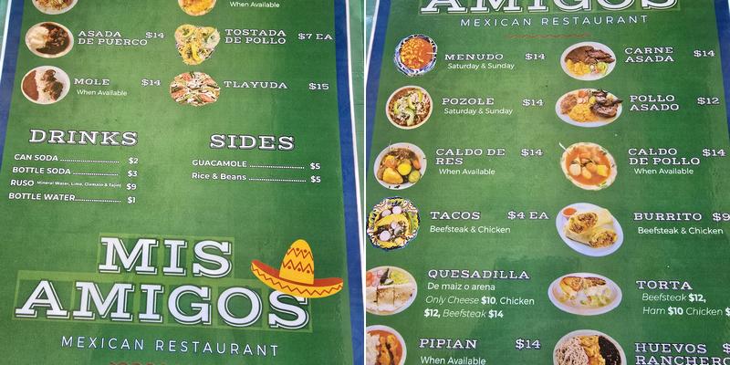 Mis Amigos Mexican Restaurant L.L.C. Menu