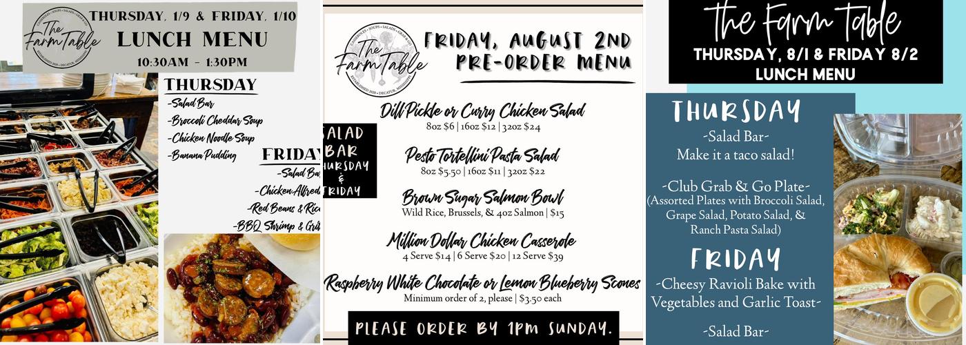 The Farm Table Menu