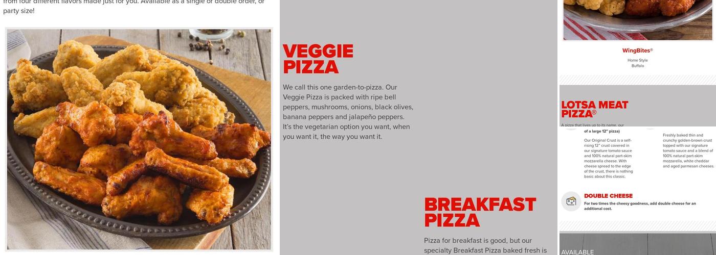 Hunt Brothers Pizza Menu