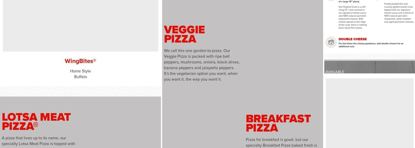 Hunt Brothers Pizza Menu