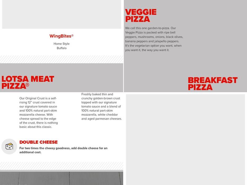 Hunt Brothers Pizza Menu