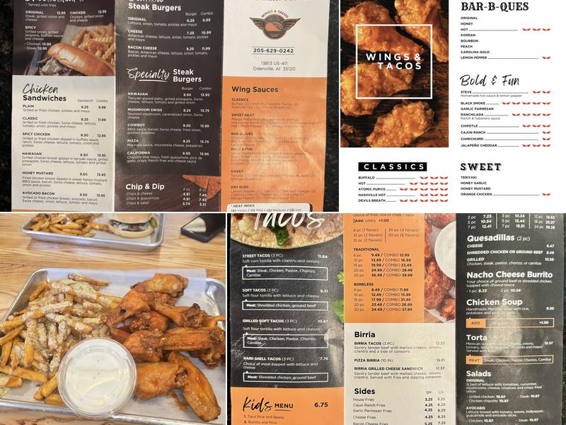 Wings & Tacos Menu
