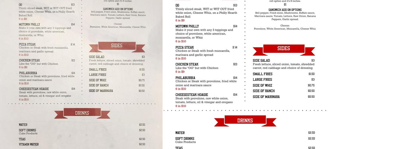 Philthy Phillys Menu