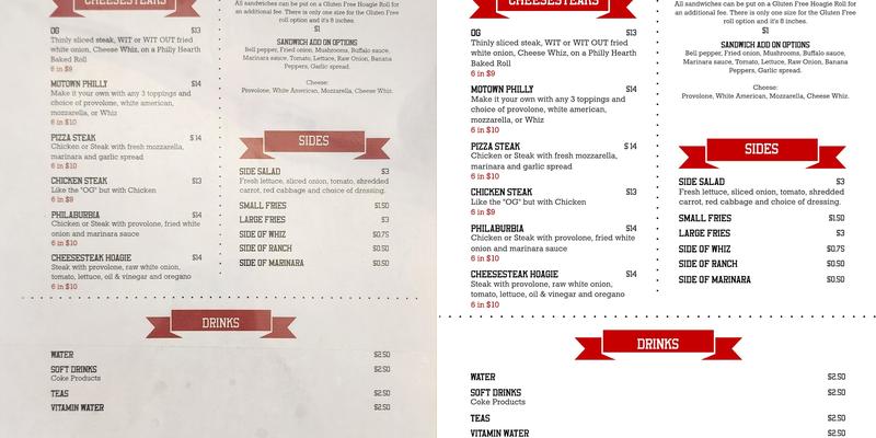 Philthy Phillys Menu