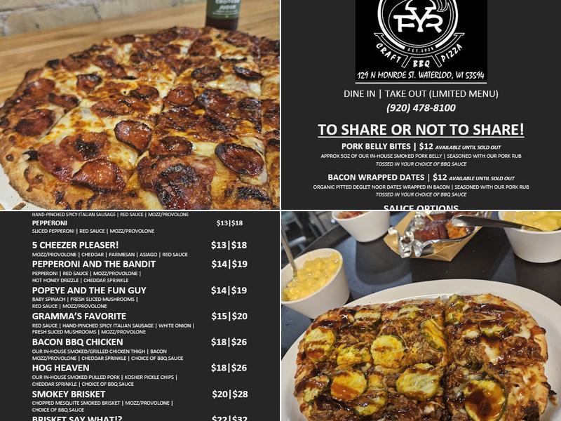 FYR Craft BBQ Grill Menu