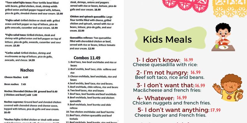 El Mexa Mexican Restaurant Menu