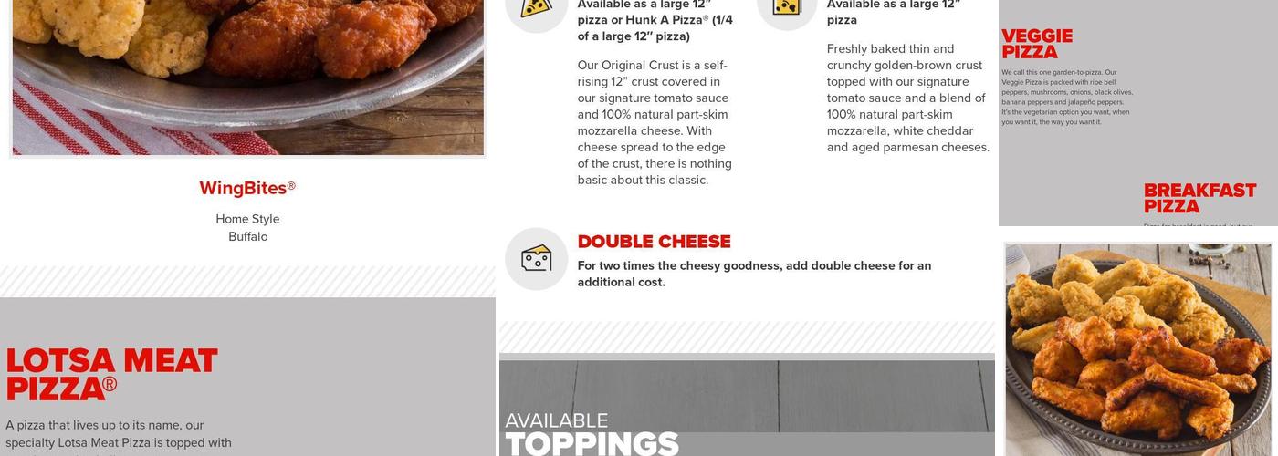 Hunt Brothers Pizza Menu