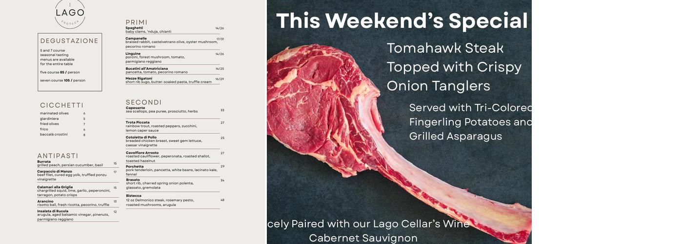 Lago Enoteca Menu