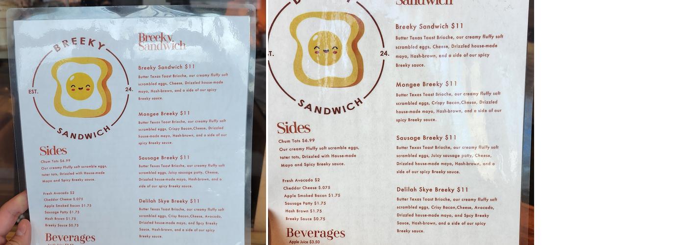 Breeky Menu