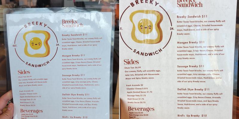 Breeky Menu