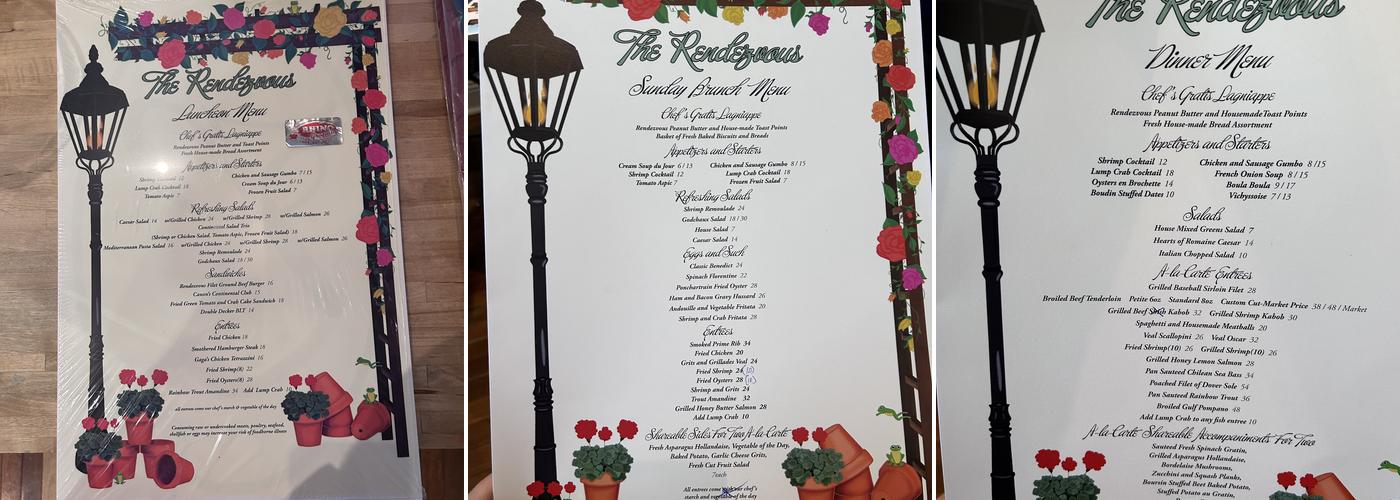 The Rendezvous -Natchez Menu