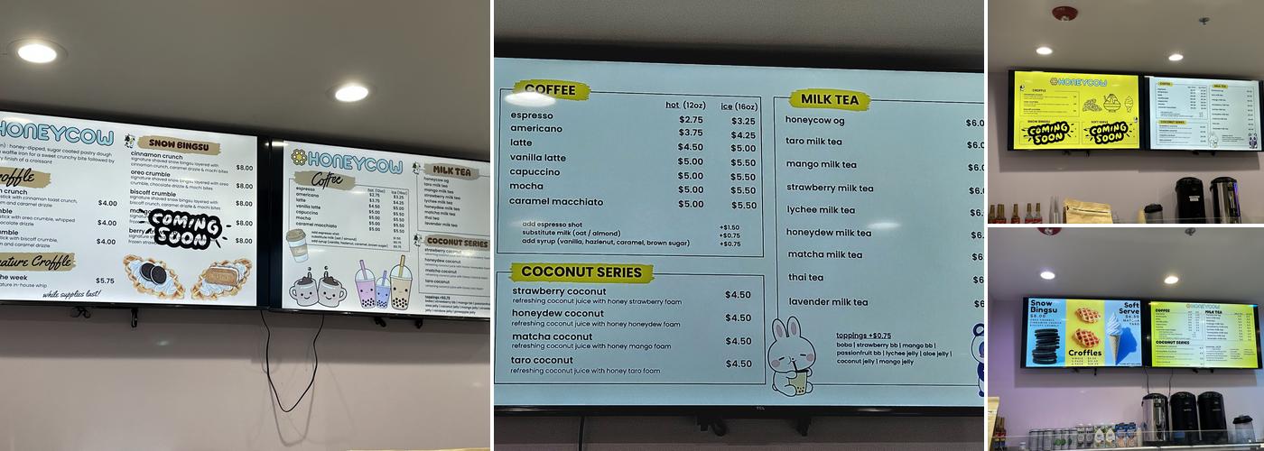 Honeycow Desserts Menu