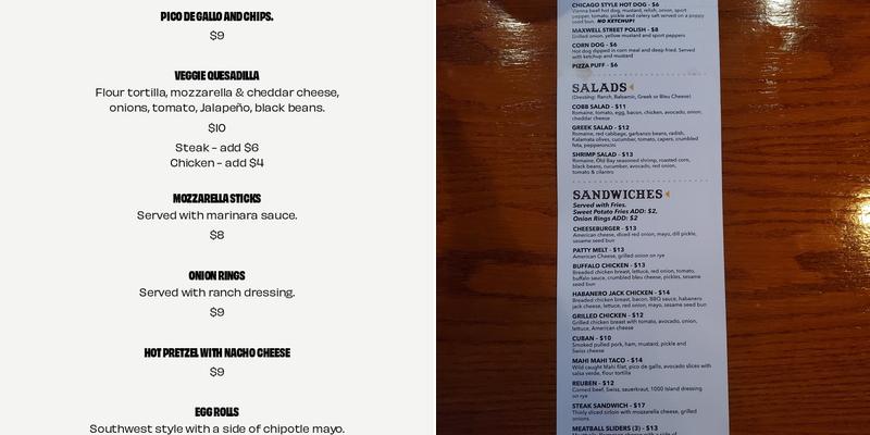 Mount Prospect Public House Menu