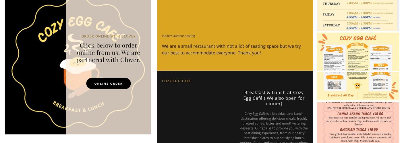 Cozy Egg Cafe Menu
