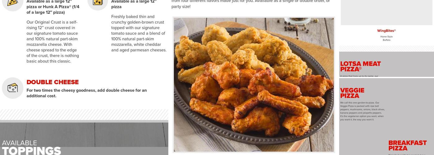 Hunt Brothers Pizza Menu