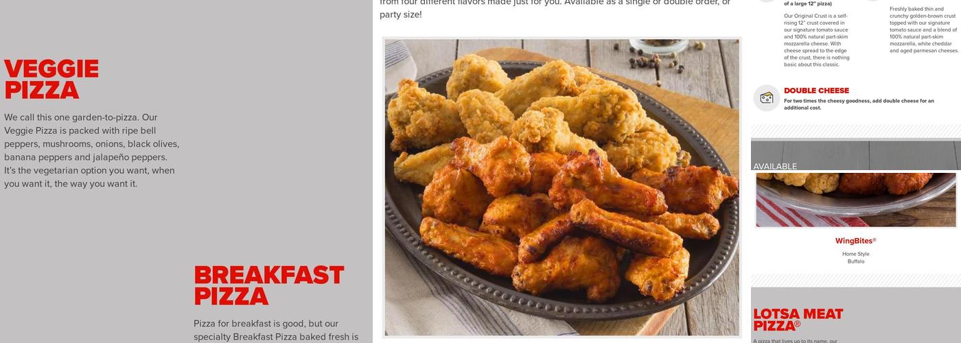 Hunt Brothers Pizza Menu