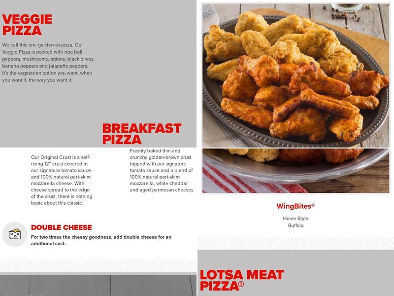 Hunt Brothers Pizza Menu