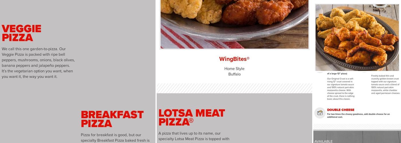 Hunt Brothers Pizza Menu