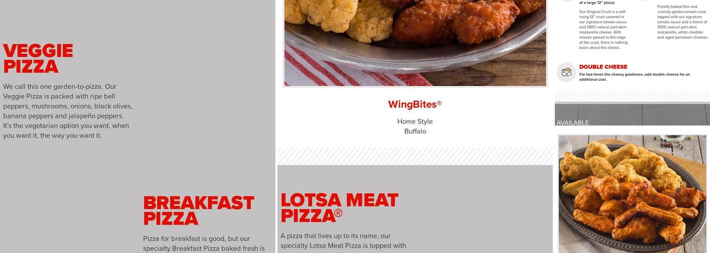 Hunt Brothers Pizza Menu